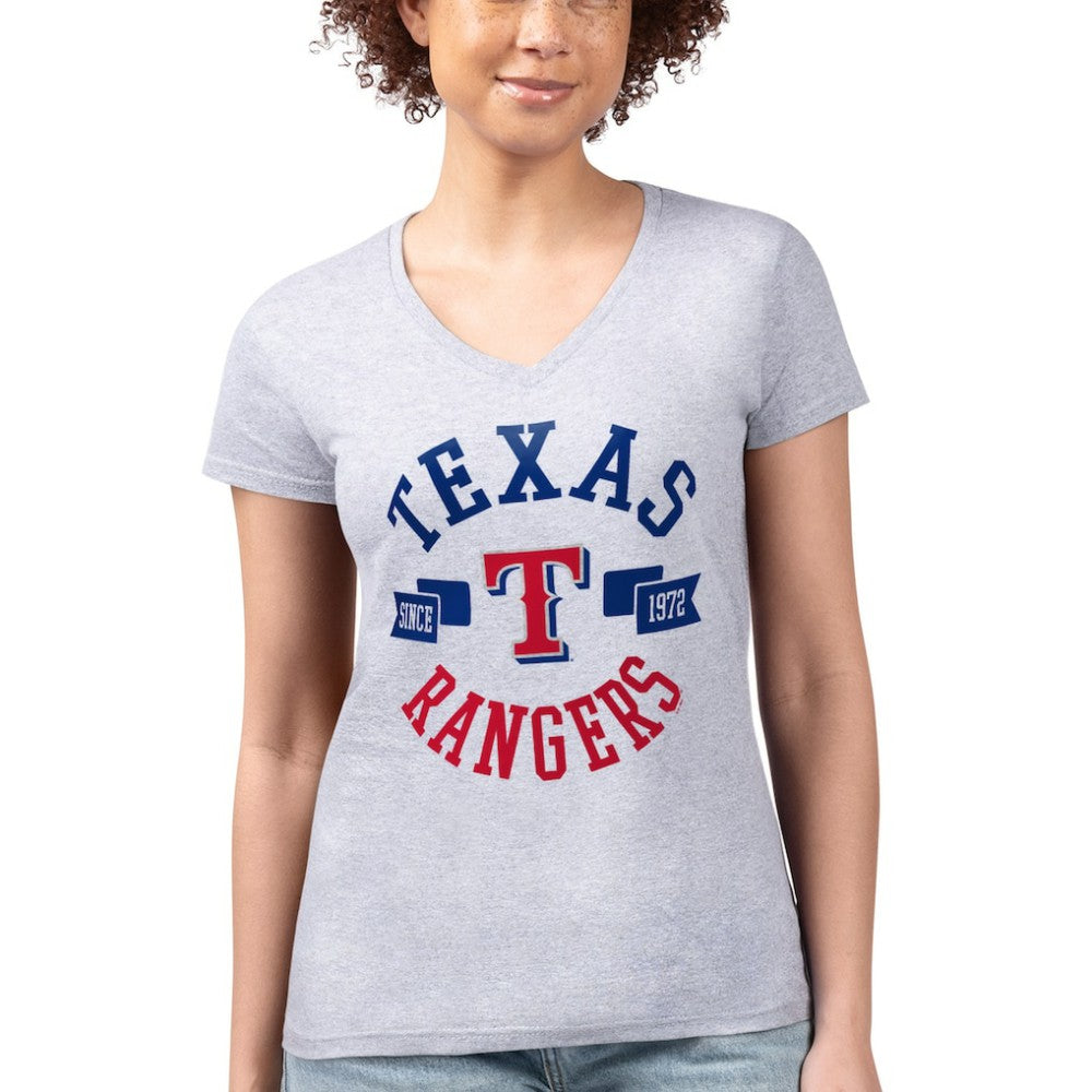 Texas Rangers G-III 4Her by Carl Banks Women's Super-Slim Fit Lightweight City Graphic V-Neck T-Shirt Sale