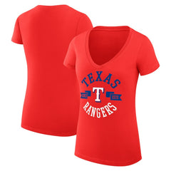 Texas Rangers G-III 4Her by Carl Banks Women's Super-Slim Fit Lightweight City Graphic V-Neck T-Shirt Online