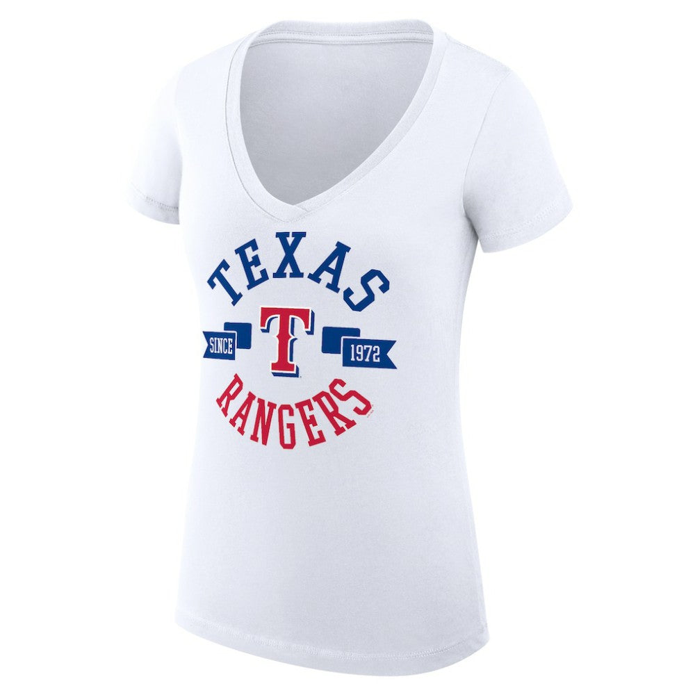 Texas Rangers G-III 4Her by Carl Banks Women's Super-Slim Fit Lightweight City Graphic V-Neck T-Shirt Sale