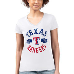 Texas Rangers G-III 4Her by Carl Banks Women's Super-Slim Fit Lightweight City Graphic V-Neck T-Shirt Sale
