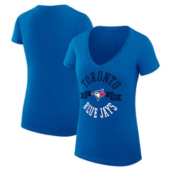 Toronto Blue Jays G-III 4Her by Carl Banks Women's Super-Slim Fit Lightweight City Graphic V-Neck T-Shirt Lifestyle