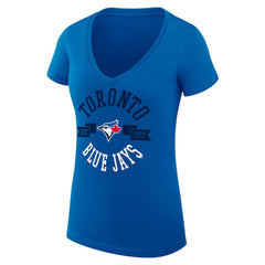 Toronto Blue Jays G-III 4Her by Carl Banks Women's Super-Slim Fit Lightweight City Graphic V-Neck T-Shirt Lifestyle