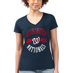 Washington Nationals G-III 4Her by Carl Banks Women's Super-Slim Fit Lightweight City Graphic V-Neck T-Shirt Clearance