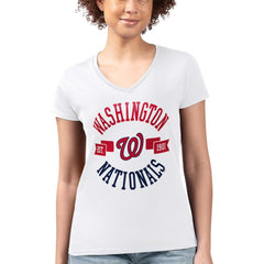 Washington Nationals G-III 4Her by Carl Banks Women's Super-Slim Fit Lightweight City Graphic V-Neck T-Shirt On Sale