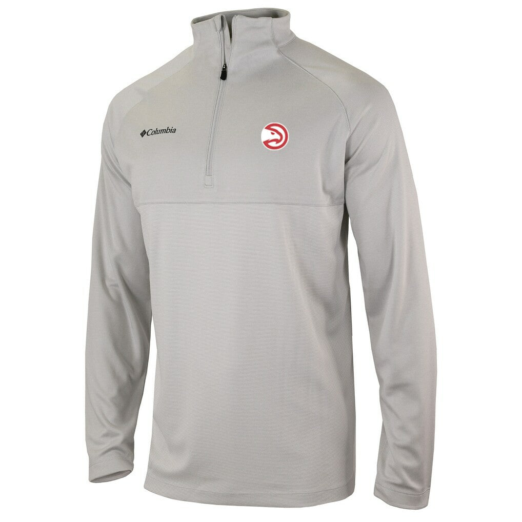 Columbia - Atlanta Hawks Omni-Wick Rockin' It Quarter-Zip Pullover Top - Heather Gray