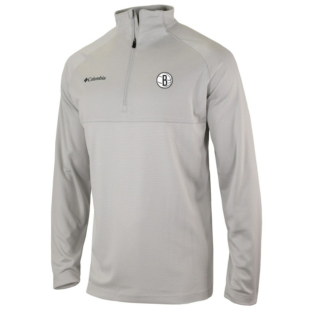 Columbia - Brooklyn Nets Omni-Wick Rockin' It Quarter-Zip Pullover Top - Heather Gray