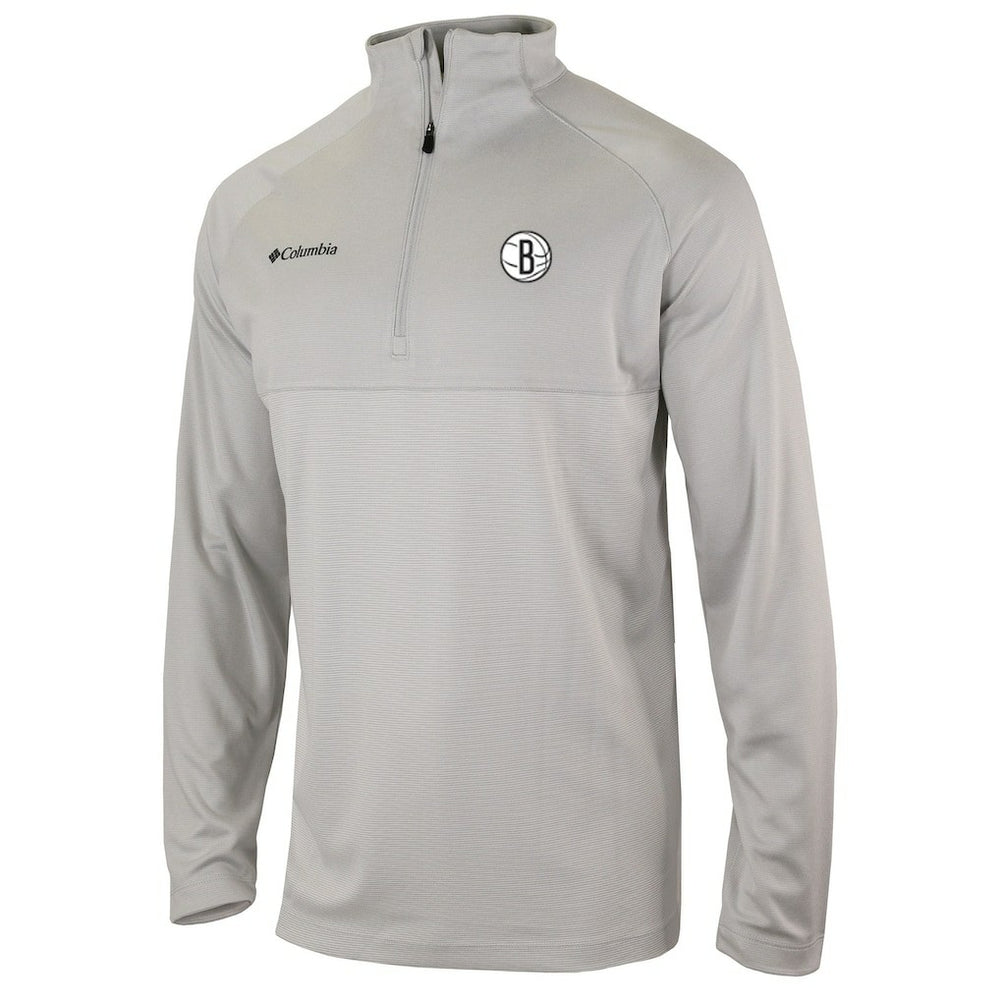 Columbia - Brooklyn Nets Omni-Wick Rockin' It Quarter-Zip Pullover Top - Heather Gray