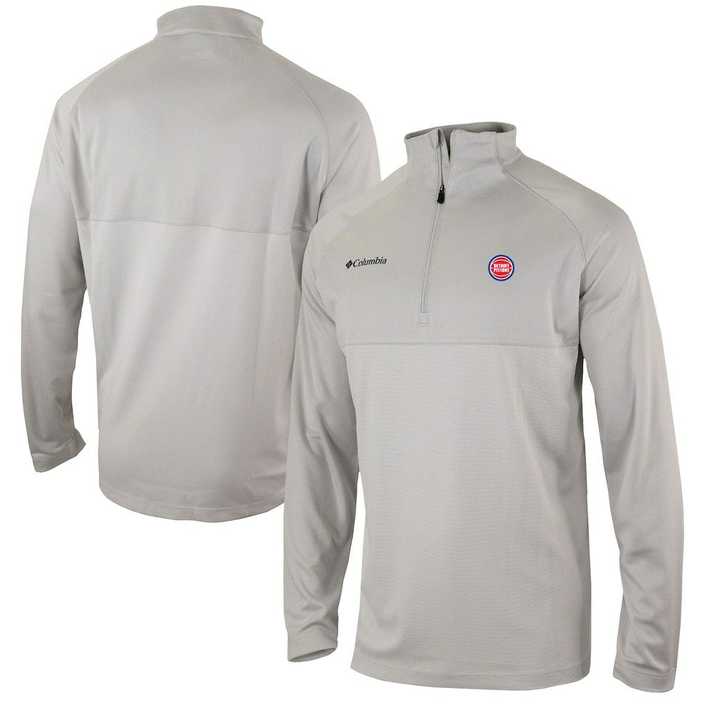 Columbia - Detroit Pistons Omni-Wick Rockin' It Quarter-Zip Pullover Top - Heather Gray