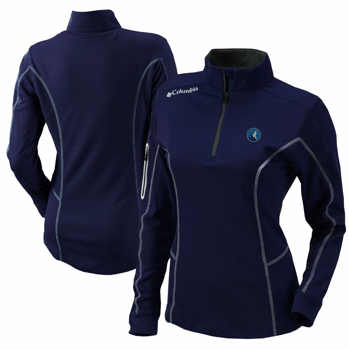Columbia - Minnesota Timberwolves Women's Omni-Wick Shotgun Quarter-Zip Pullover Top - Navy