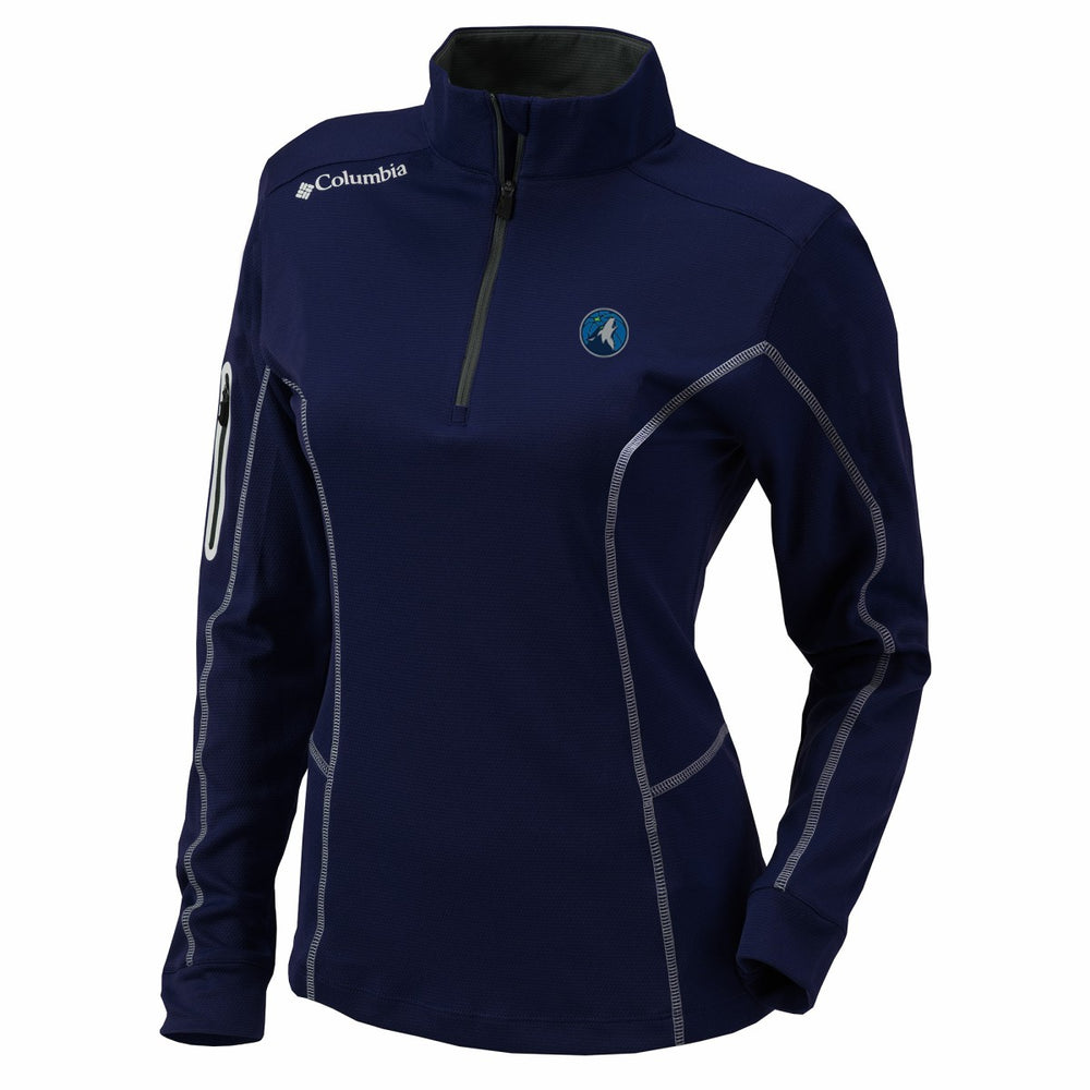 Columbia - Minnesota Timberwolves Women's Omni-Wick Shotgun Quarter-Zip Pullover Top - Navy