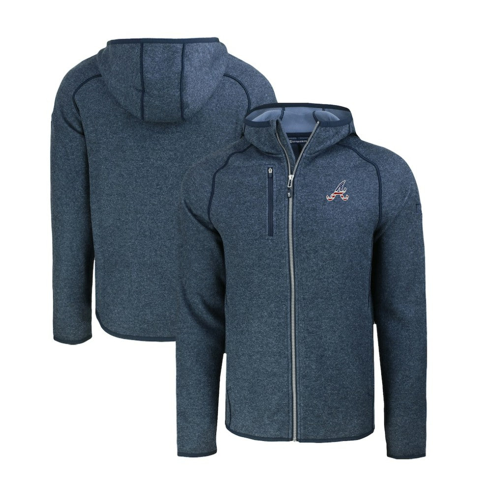 Atlanta Braves Cutter & Buck Stars & Stripes Mainsail Sweater-Knit Full-Zip Hoodie Lifestyle