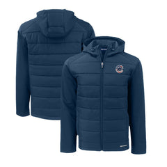 Chicago Cubs Cutter & Buck Stars & Stripes Big & Tall Evoke Hybrid Eco Softshell Recycled Full-Zip Hoodie Jacket Lifestyle