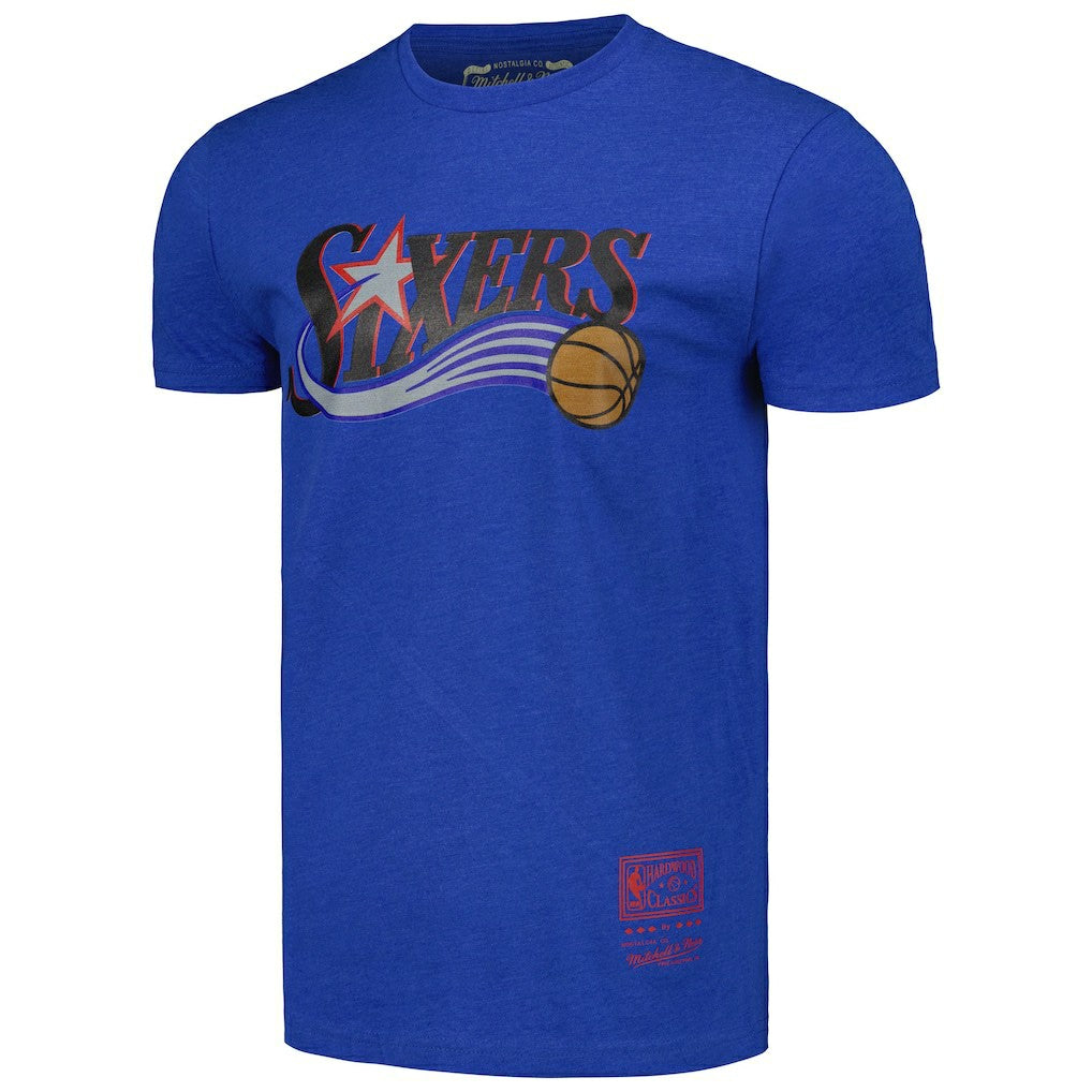 Mitchell & Ness - Philadelphia 76ers Unisex Hardwood Classics MVP Throwback Logo T-Shirt - Royal
