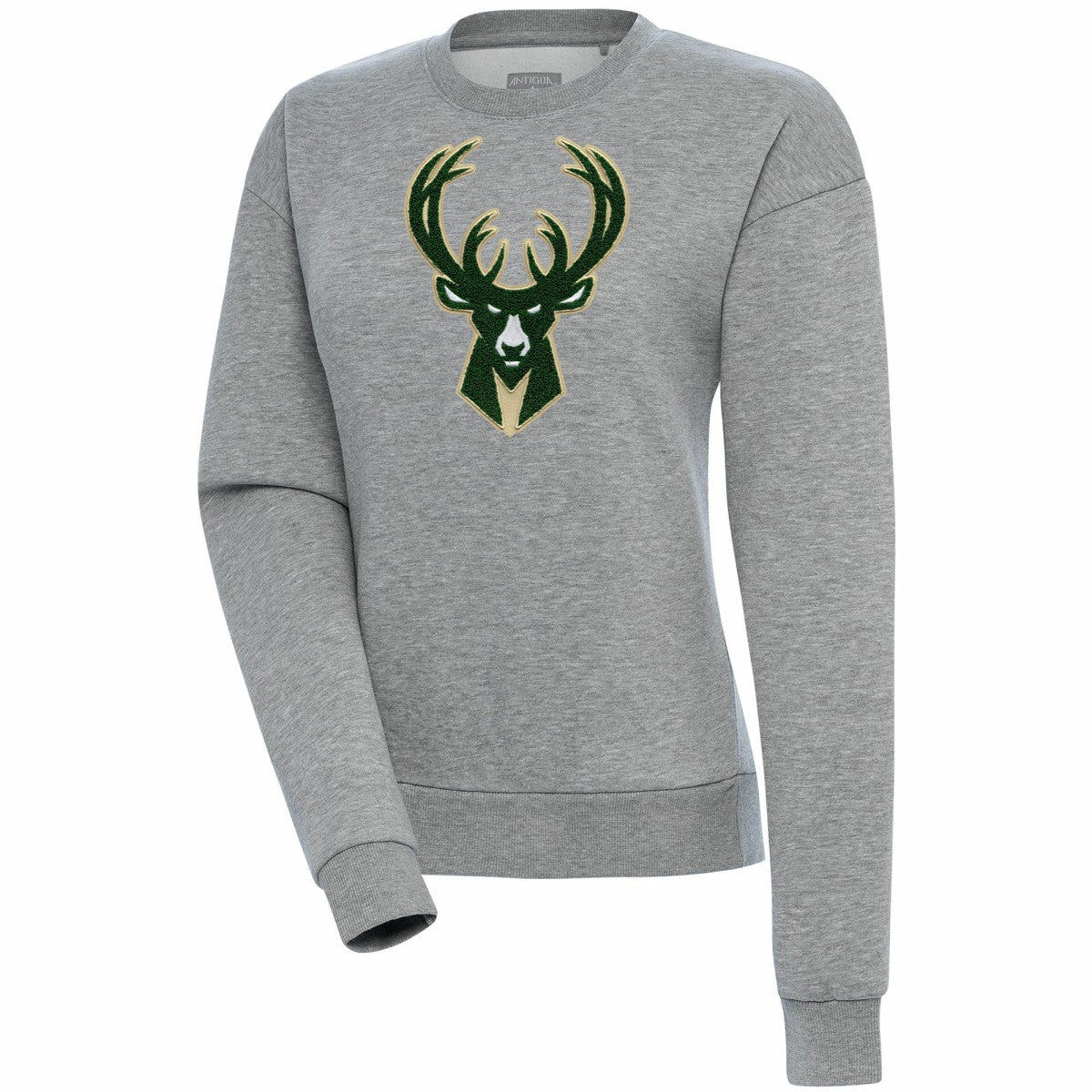NBA - Milwaukee Bucks Antigua Women's Victory Crewneck Pullover Sweatshirt - Heather Gray