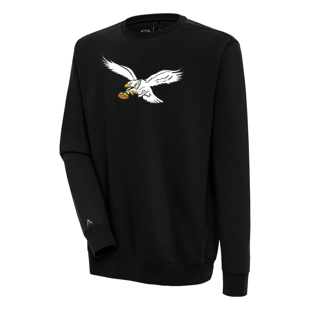 Philadelphia Eagles Adult Throwback Logo Victory Crewneck Pullover Sweatshirt Black - NFL