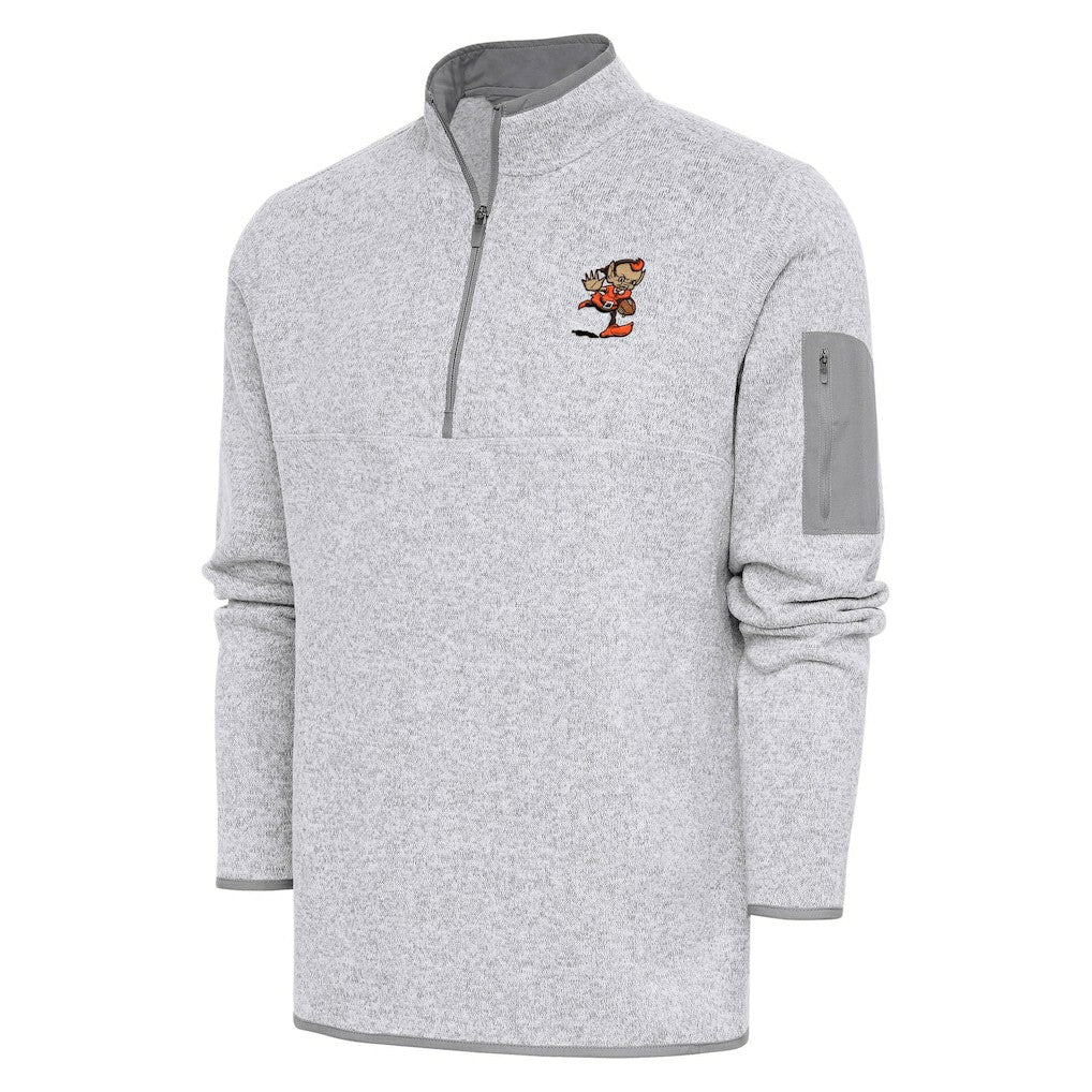 Cleveland Browns Adult Throwback Logo Fortune Quarter-Zip Pullover Jacket Heather Gray - NFL