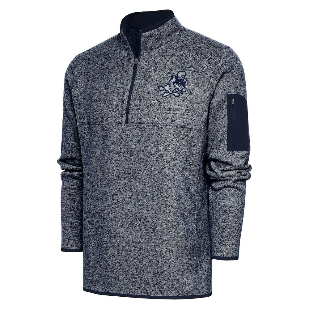 Dallas Cowboys Adult Throwback Logo Fortune Quarter-Zip Pullover Jacket Heather Navy - NFL