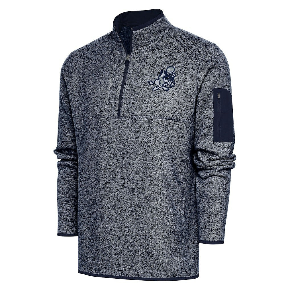 Dallas Cowboys Adult Throwback Logo Fortune Quarter-Zip Pullover Jacket Heather Navy - NFL