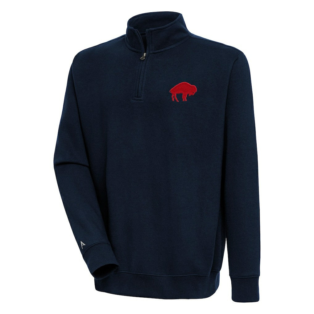 Buffalo Bills Adult Throwback Logo Victory Quarter-Zip Pullover Top Navy - NFL