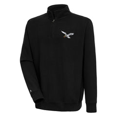 Philadelphia Eagles Adult Throwback Logo Victory Quarter-Zip Pullover Top Black - NFL