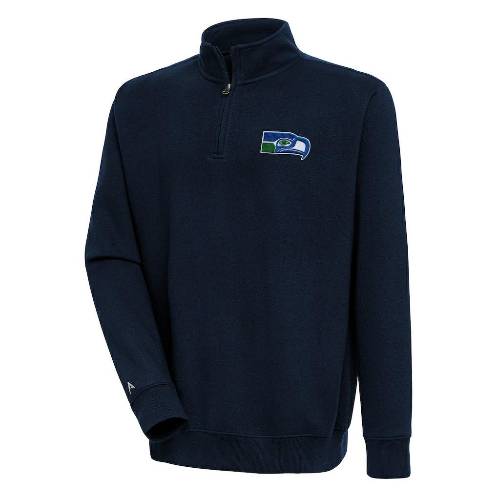 Seattle Seahawks Adult Throwback Logo Victory Quarter-Zip Pullover Top Navy - NFL