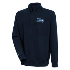 Seattle Seahawks Adult Throwback Logo Victory Quarter-Zip Pullover Top Navy - NFL