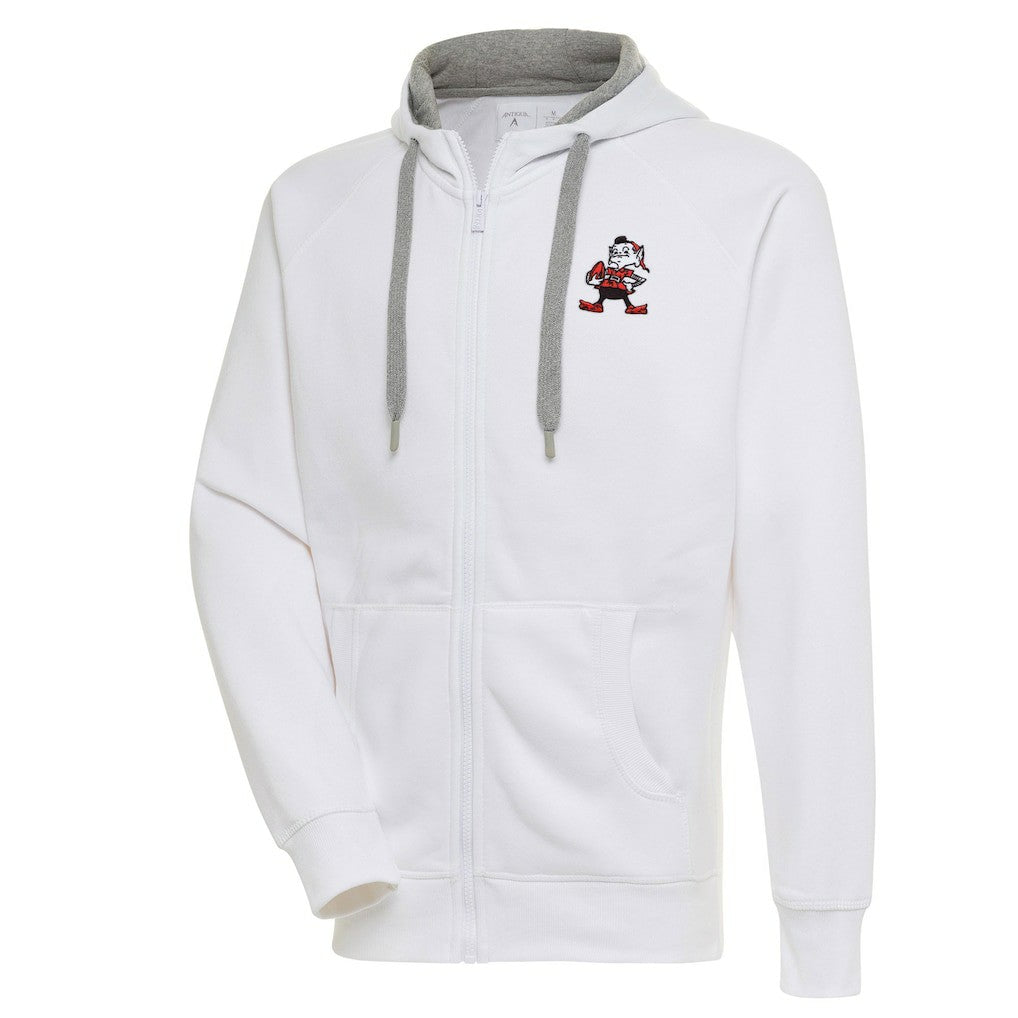 Cleveland Browns Adult Throwback Logo Victory Full-Zip Hoodie White - NFL