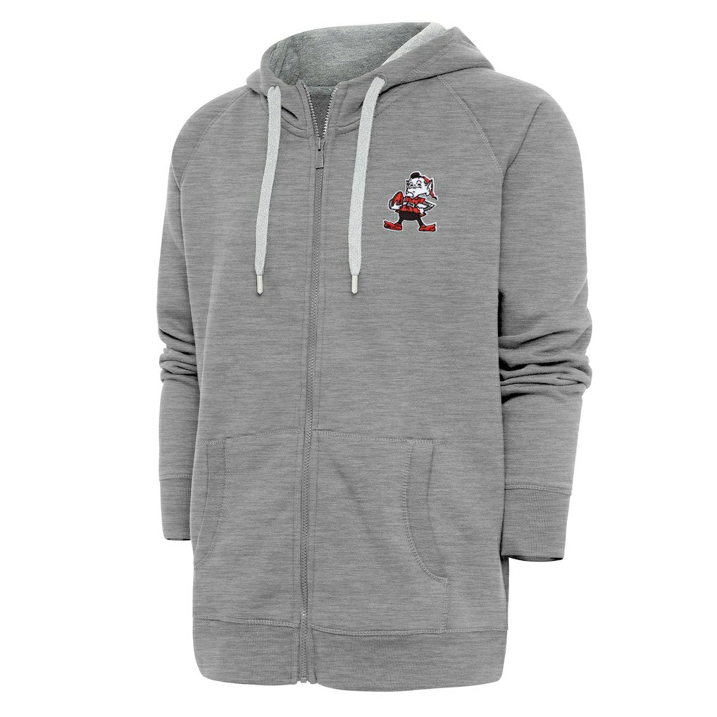Cleveland Browns Adult Throwback Logo Victory Full-Zip Hoodie Heather Gray - NFL