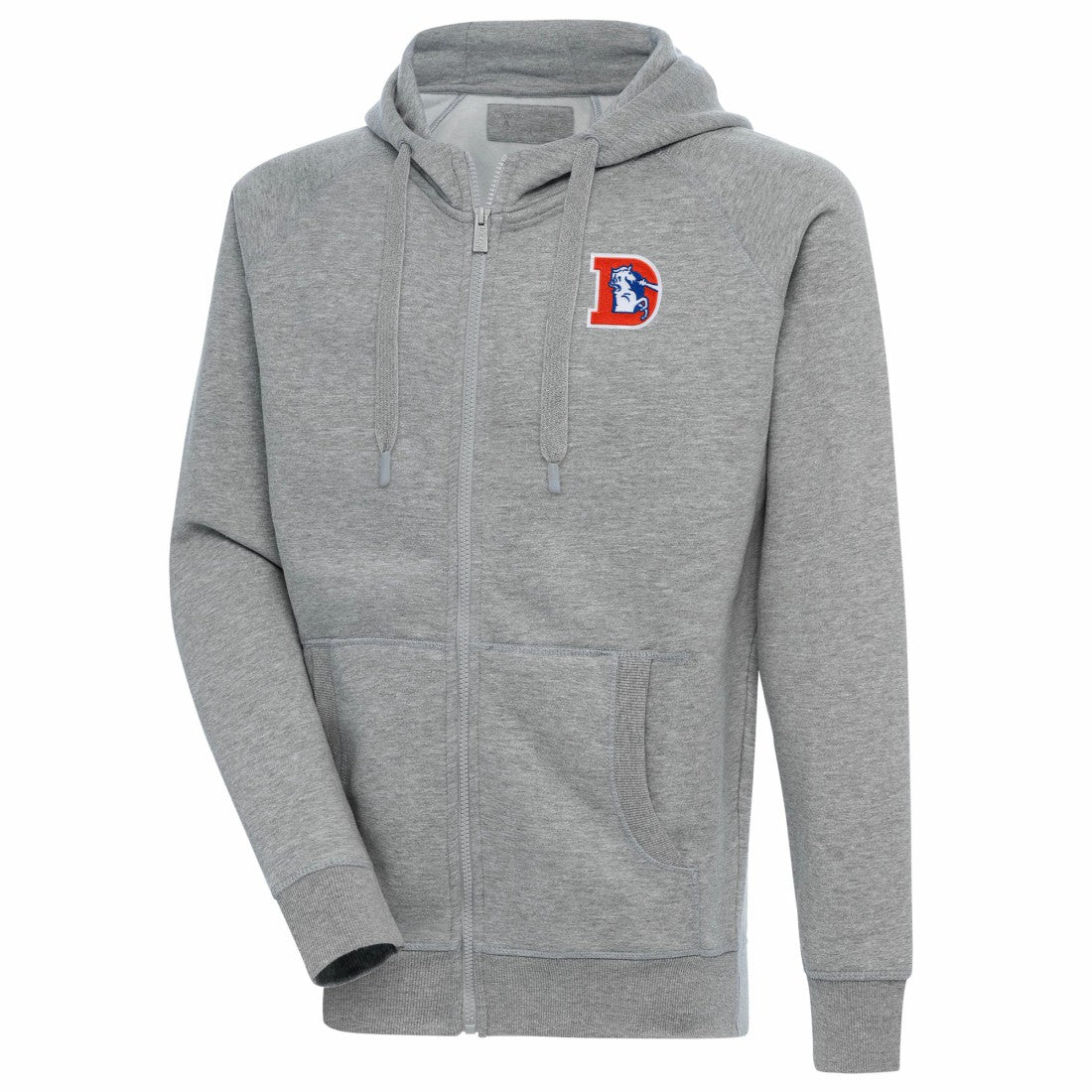 Denver Broncos Adult Throwback Logo Victory Full-Zip Hoodie Heather Gray - NFL