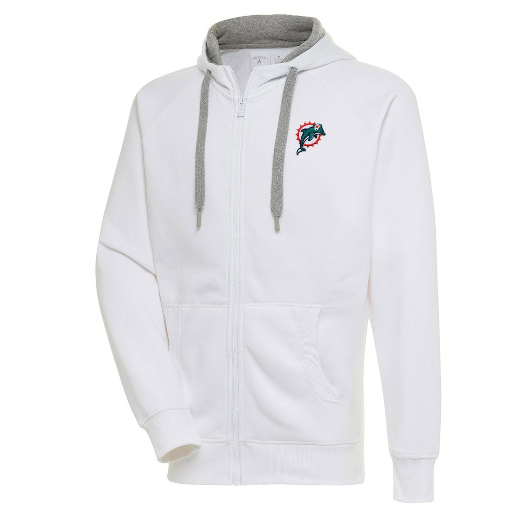 Miami Dolphins Adult Throwback Logo Victory Full-Zip Hoodie White - NFL