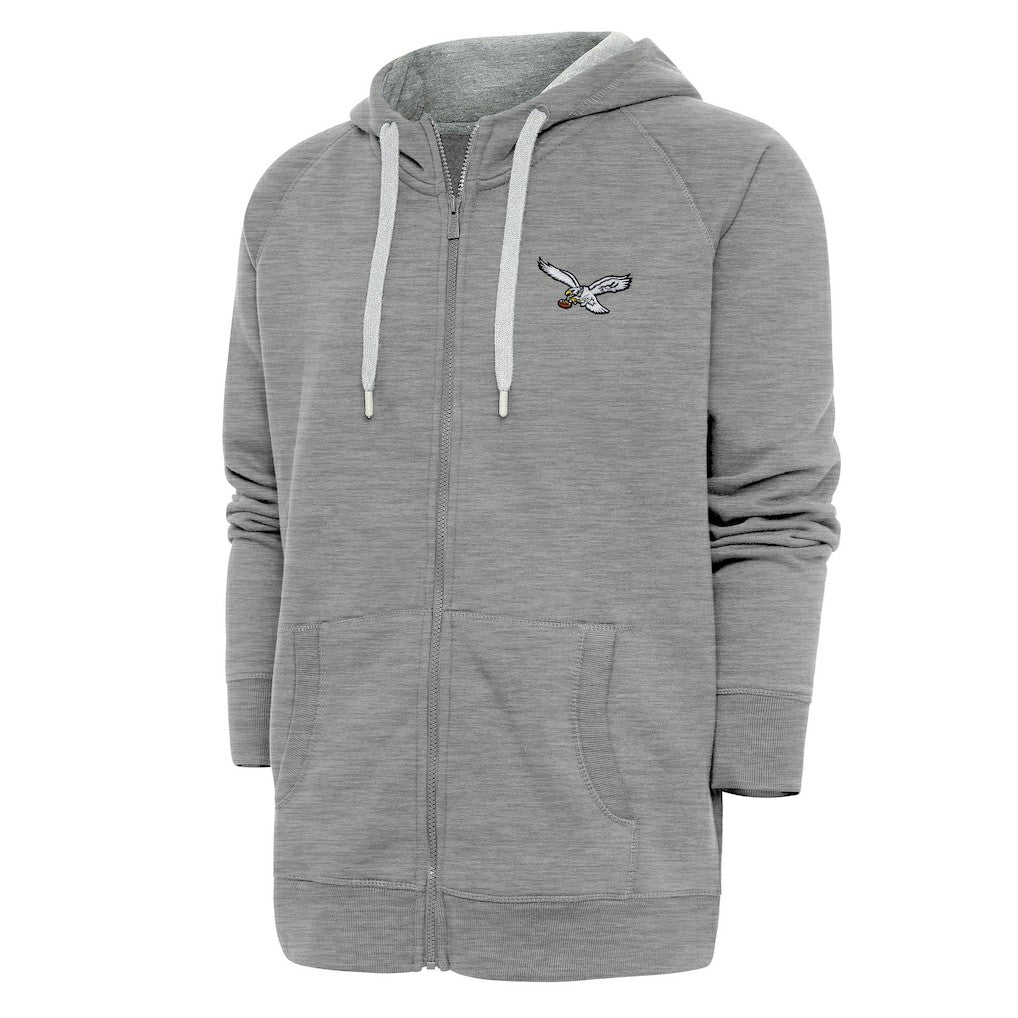 Philadelphia Eagles Adult Throwback Logo Victory Full-Zip Hoodie Heather Gray - NFL