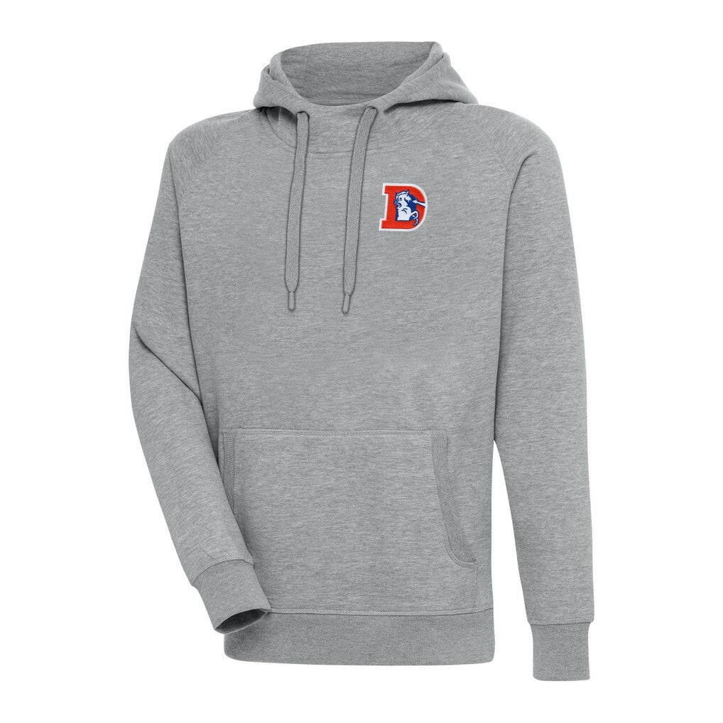Denver Broncos Adult Throwback Logo Victory Pullover Hoodie Heather Gray - NFL