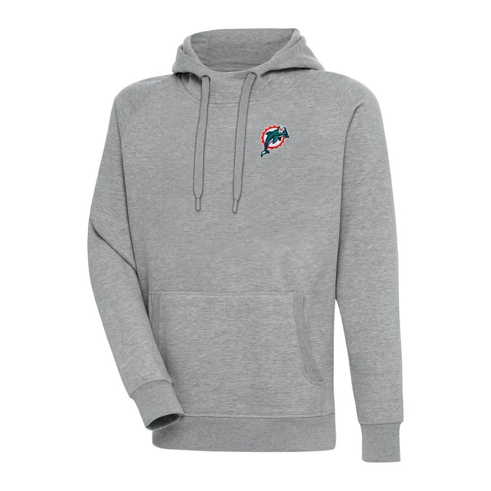 Miami Dolphins Adult Throwback Logo Victory Pullover Hoodie Heather Gray - NFL
