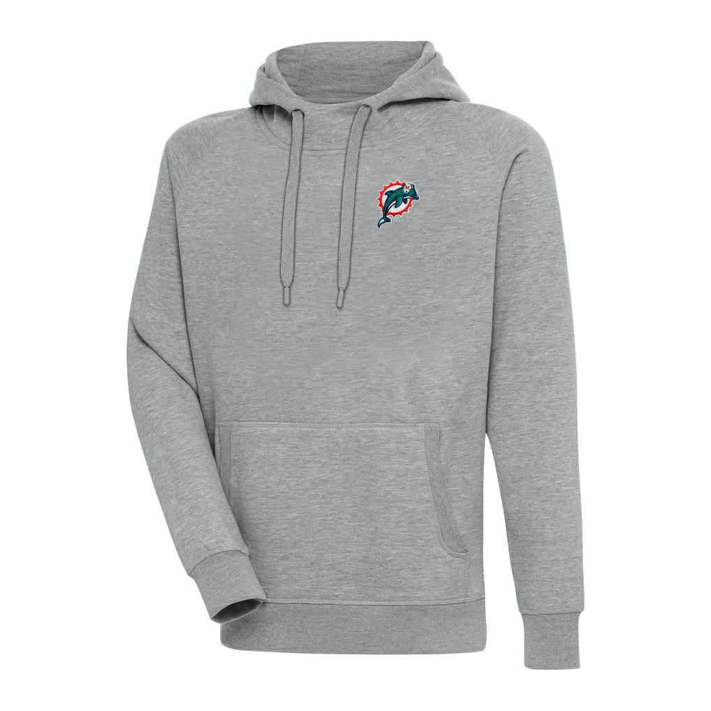 Miami Dolphins Adult Throwback Logo Victory Pullover Hoodie Heather Gray - NFL