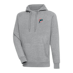 Miami Dolphins Adult Throwback Logo Victory Pullover Hoodie Heather Gray - NFL