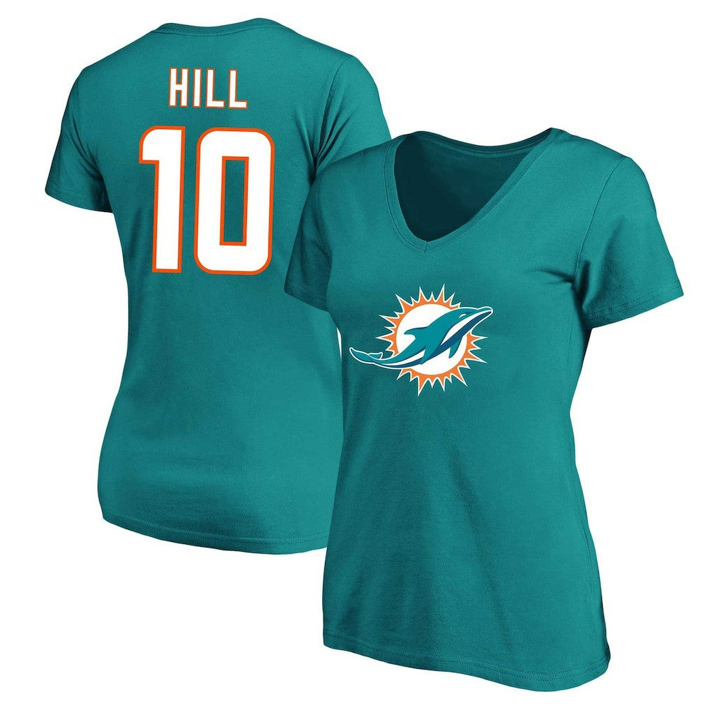 Tyreek Hill Miami Dolphins Women's Plus Size Fair Catch Name & Number Scoop Neck T-Shirt Aqua - NFL