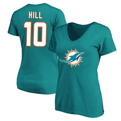 Tyreek Hill Miami Dolphins Women's Plus Size Fair Catch Name & Number Scoop Neck T-Shirt Aqua - NFL