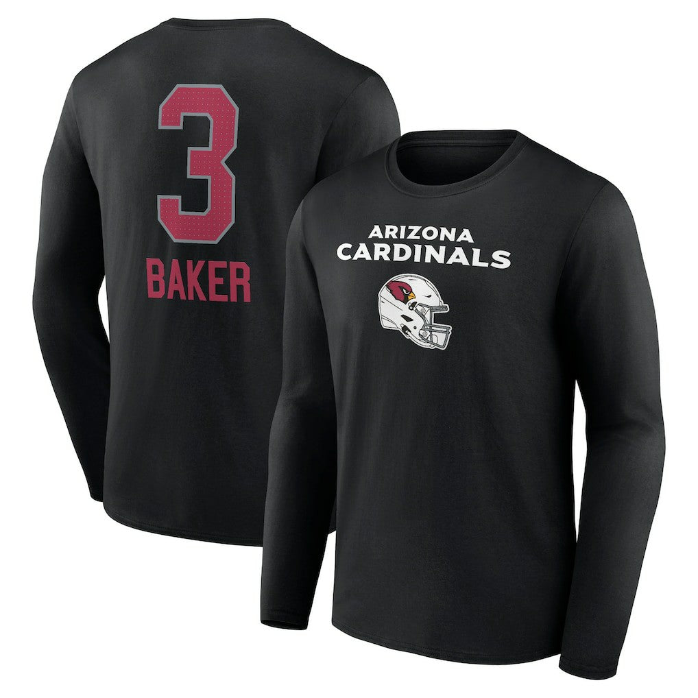 Budda Baker Arizona Cardinals Team Wordmark Player Name & Number Long Sleeve T-Shirt Black - NFL