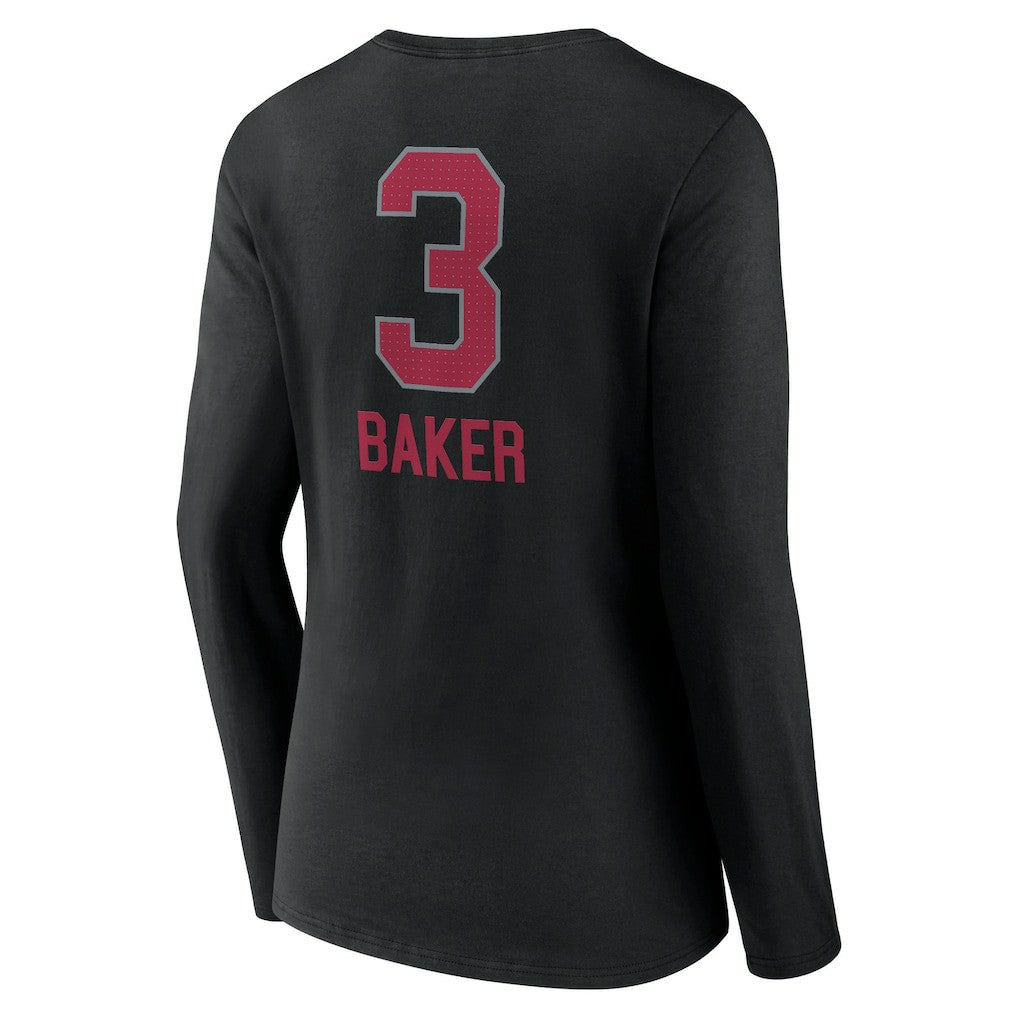 Budda Baker Arizona Cardinals Women's Team Wordmark Player Name & Number Long Sleeve V-Neck T-Shirt Black - NFL