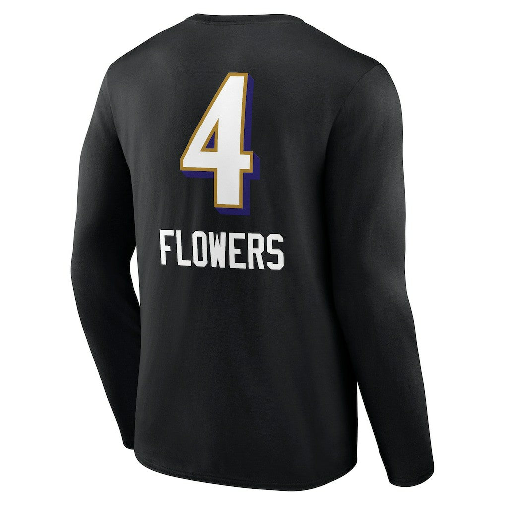 Zay Flowers Baltimore Ravens Team Wordmark Player Name & Number Long Sleeve T-Shirt Black - NFL