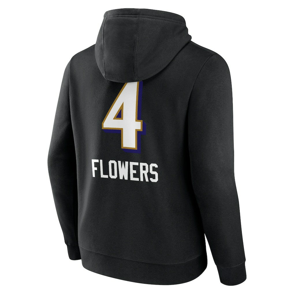 Zay Flowers Baltimore Ravens Team Wordmark Player Name & Number Pullover Hoodie Black - NFL