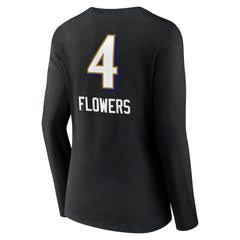 Zay Flowers Baltimore Ravens Women's Team Wordmark Player Name & Number Long Sleeve V-Neck T-Shirt Black - NFL