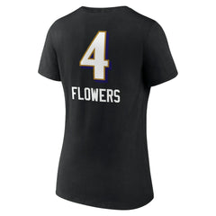 Zay Flowers Baltimore Ravens Women's Team Wordmark Player Name & Number V-Neck T-Shirt Black - NFL