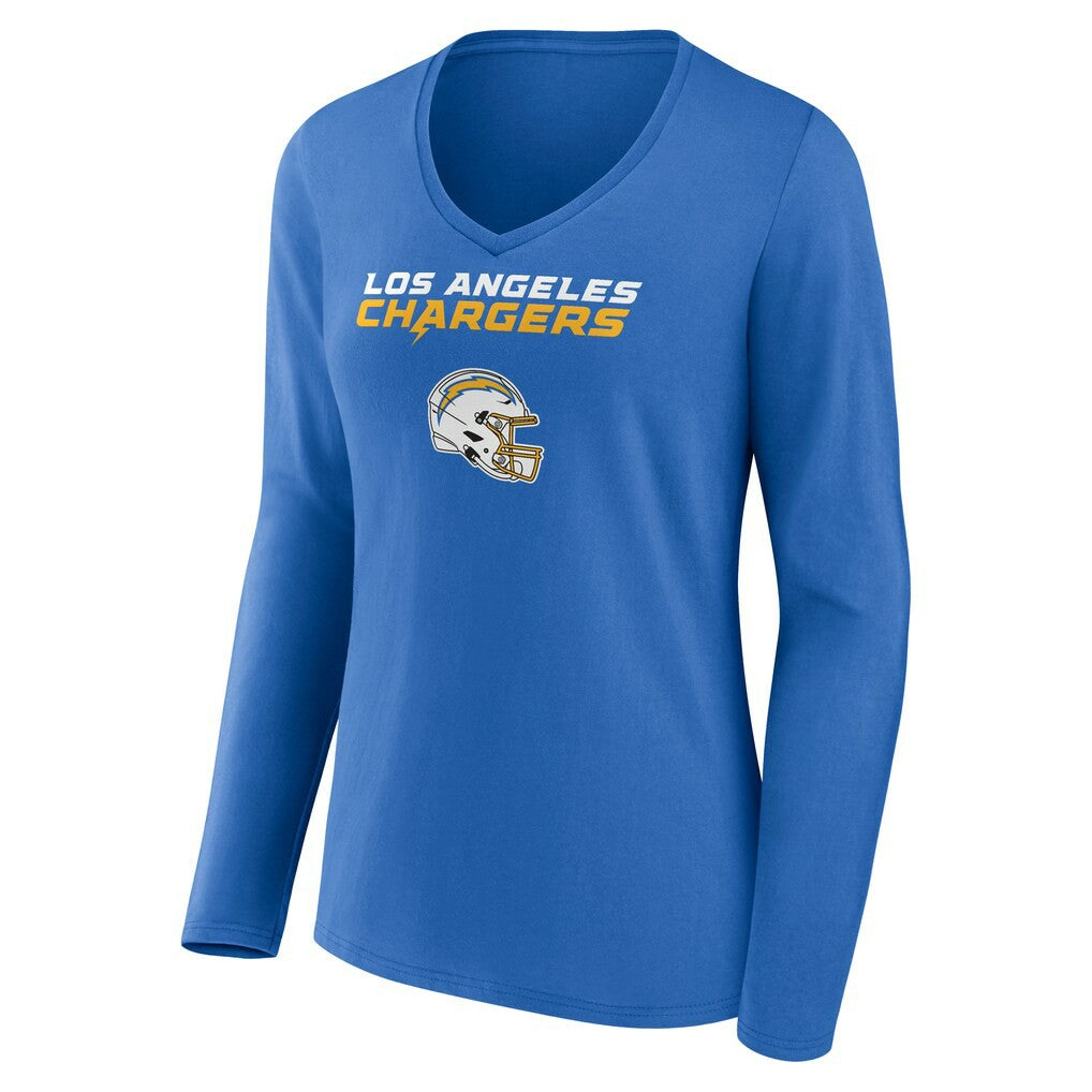 Derwin James Jr. Los Angeles Chargers Women's Team Wordmark Player Name & Number Long Sleeve V-Neck T-Shirt Powder Blue - NFL