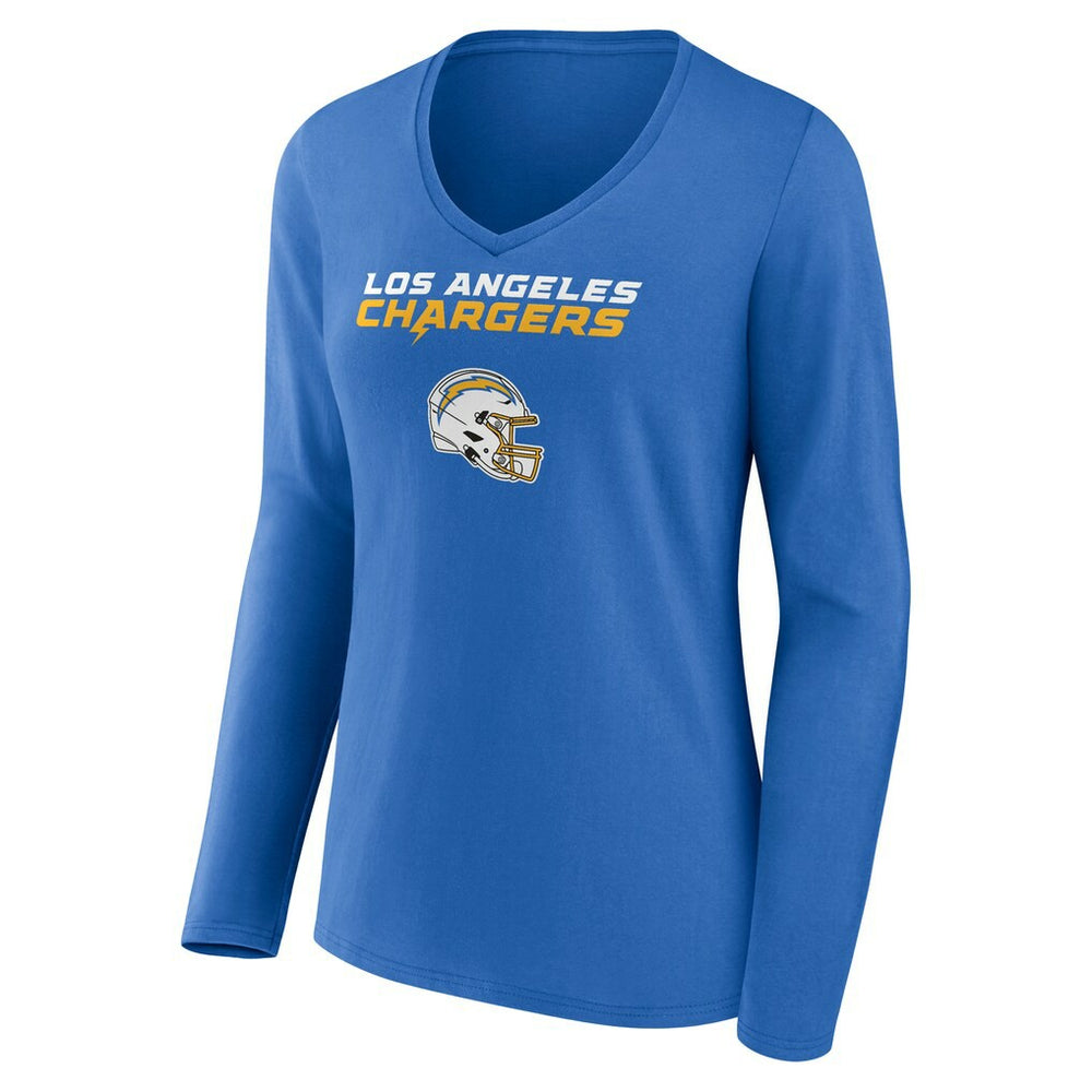 Derwin James Jr. Los Angeles Chargers Women's Team Wordmark Player Name & Number Long Sleeve V-Neck T-Shirt Powder Blue - NFL
