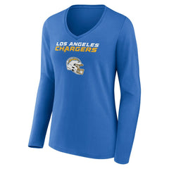Derwin James Jr. Los Angeles Chargers Women's Team Wordmark Player Name & Number Long Sleeve V-Neck T-Shirt Powder Blue - NFL
