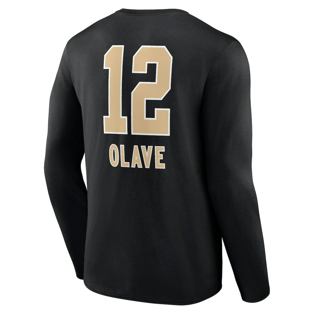 Chris Olave New Orleans Saints Team Wordmark Player Name & Number Long Sleeve T-Shirt Black - NFL