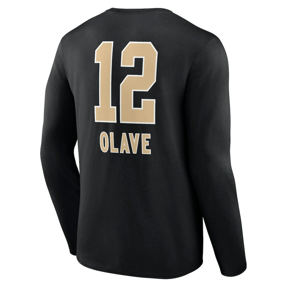 Chris Olave New Orleans Saints Team Wordmark Player Name & Number Long Sleeve T-Shirt Black - NFL