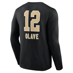 Chris Olave New Orleans Saints Team Wordmark Player Name & Number Long Sleeve T-Shirt Black - NFL