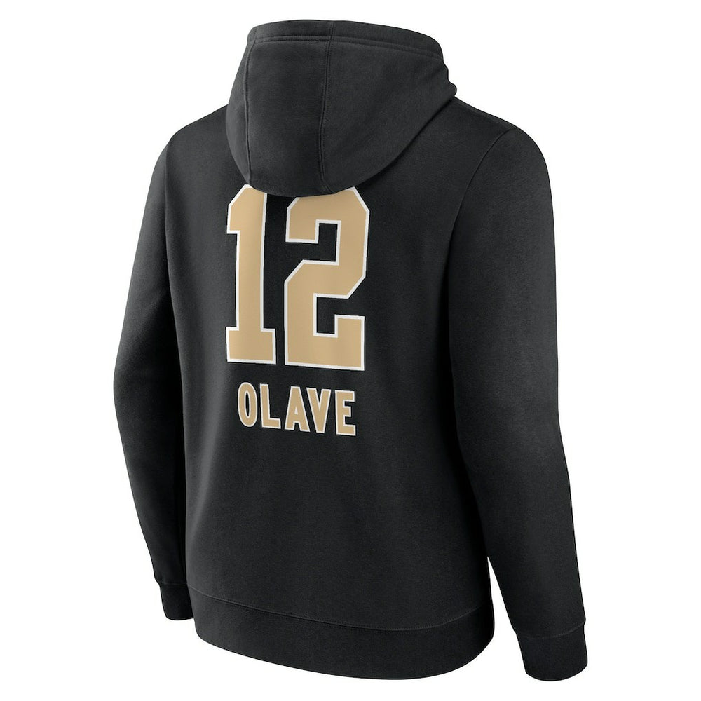 Chris Olave New Orleans Saints Team Wordmark Player Name & Number Pullover Hoodie Black - NFL